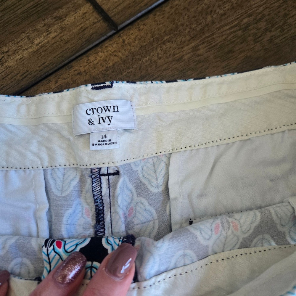 Crown & Ivy Shorts Womens 14 Chino Casual Preppy Summer Printed Flat Front - Picture 3 of 9